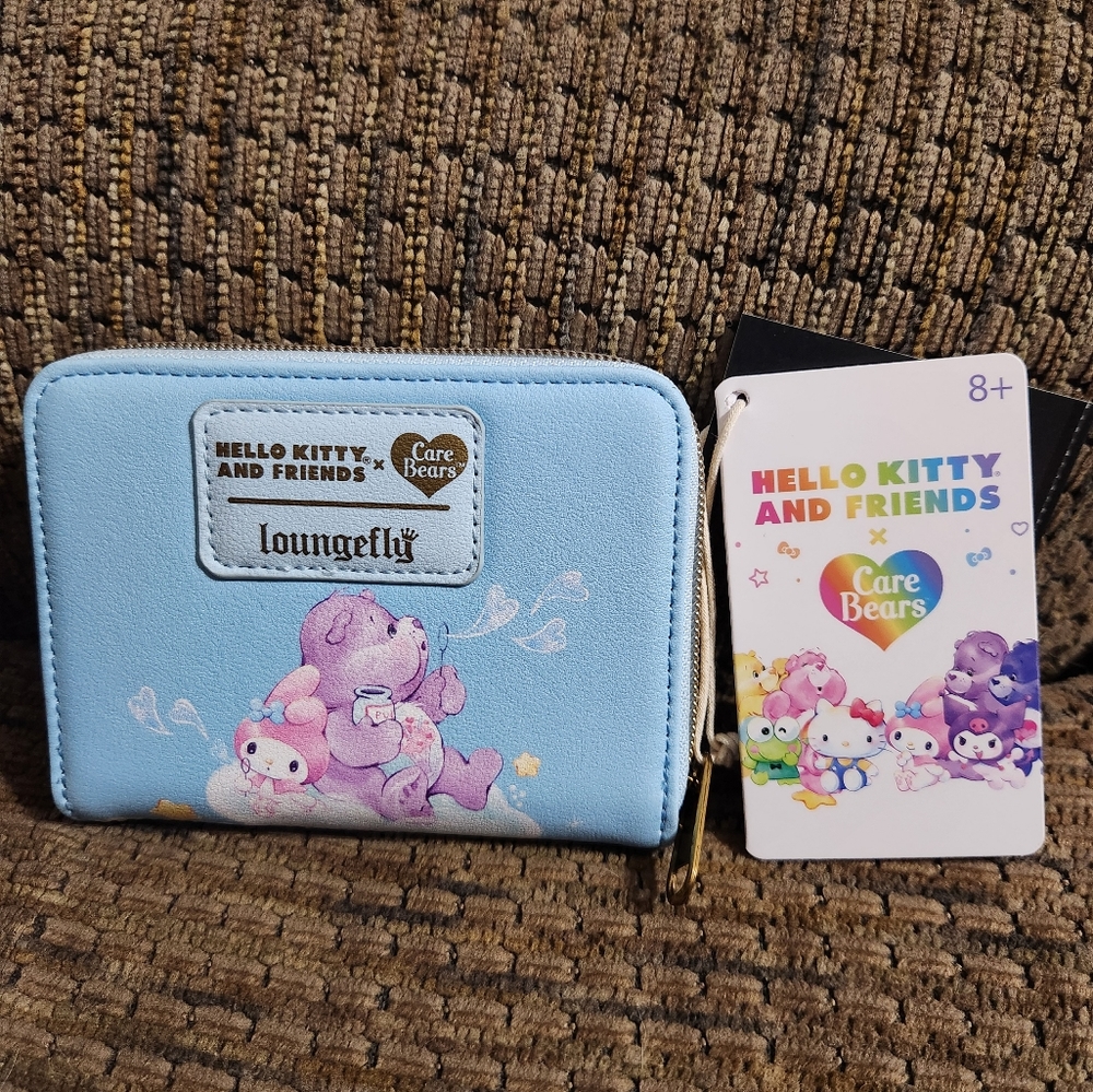 Hello Kitty And Friends X Care Bears Mini Zip Wallet Loungefly On Hand HTF